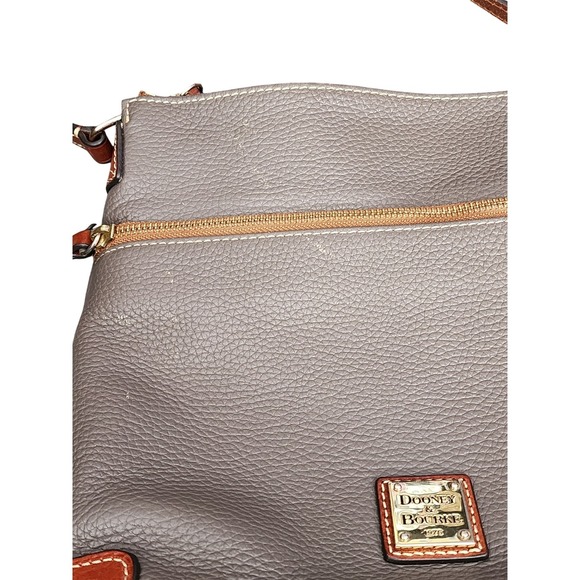 Dooney Bourke Pebble Leather Handbag Shoulder Bag‎ Gray Brown Trim - Picture 8 of 13